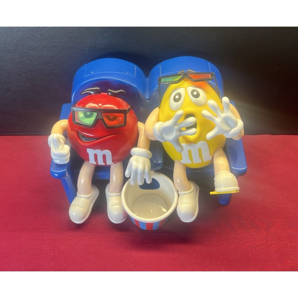 Vintage M&M's At the Movies Candy Dispenser Yellow &‎ Red M&Ms with 3D Glasses